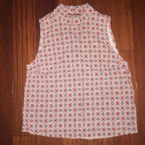 Geometric print mock neck crop top